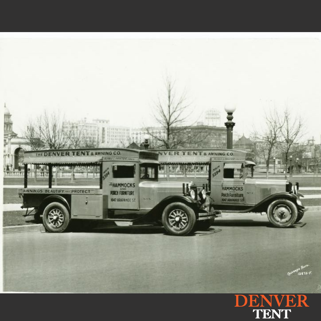 Denver Tent / Colorado Tent - Historical delivery trucks. Early 1900's