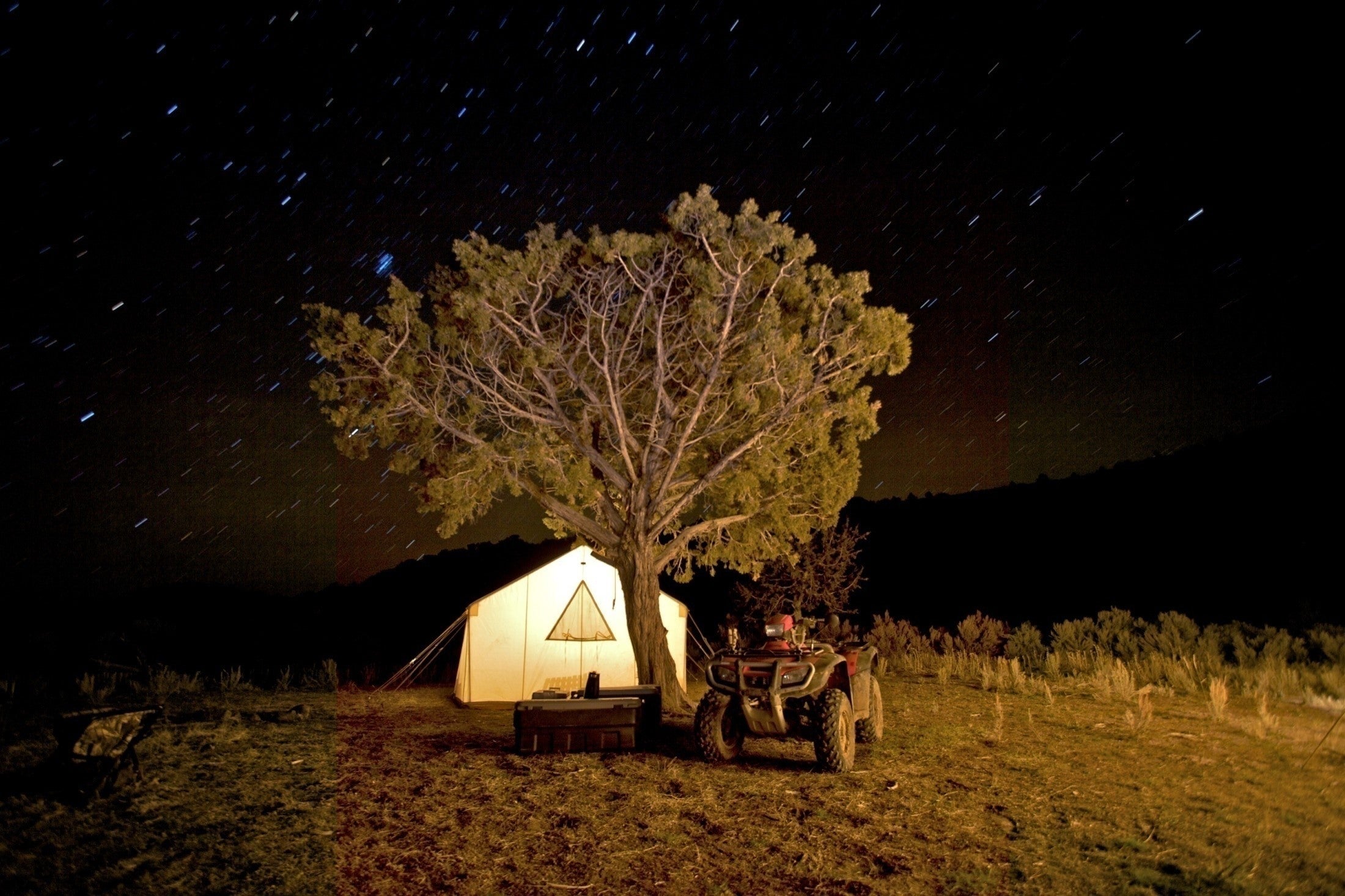 Colorado Tent at night with stars overhead - Best camping, hunting, fishing, glamping tents made in USA